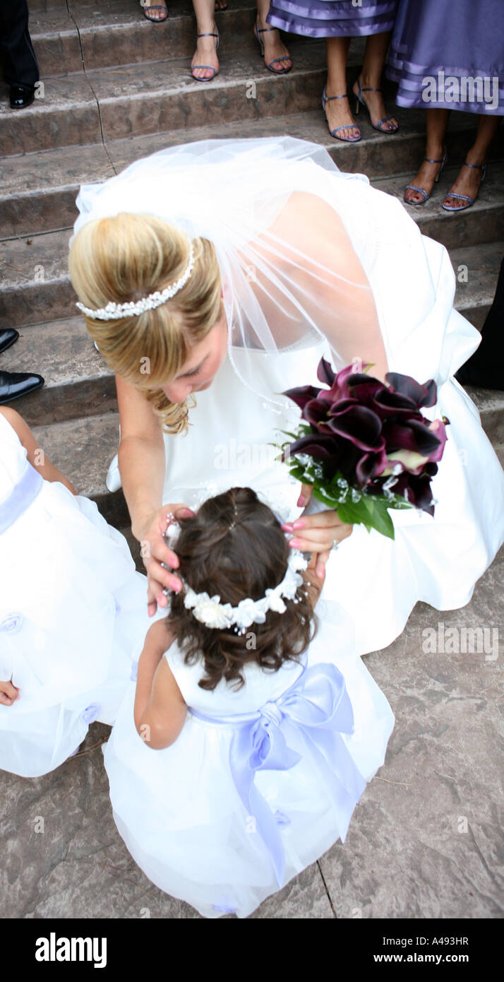 Bride with flower girl Stock Photo