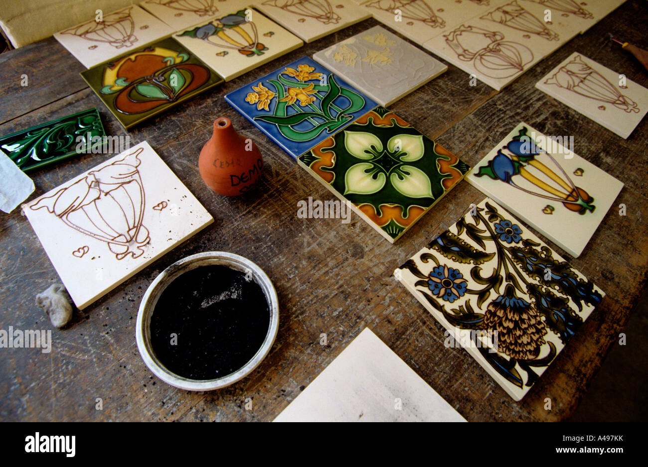 UK Shropshire Ironbridge Jackfield Tile Museum tile making Stock Photo