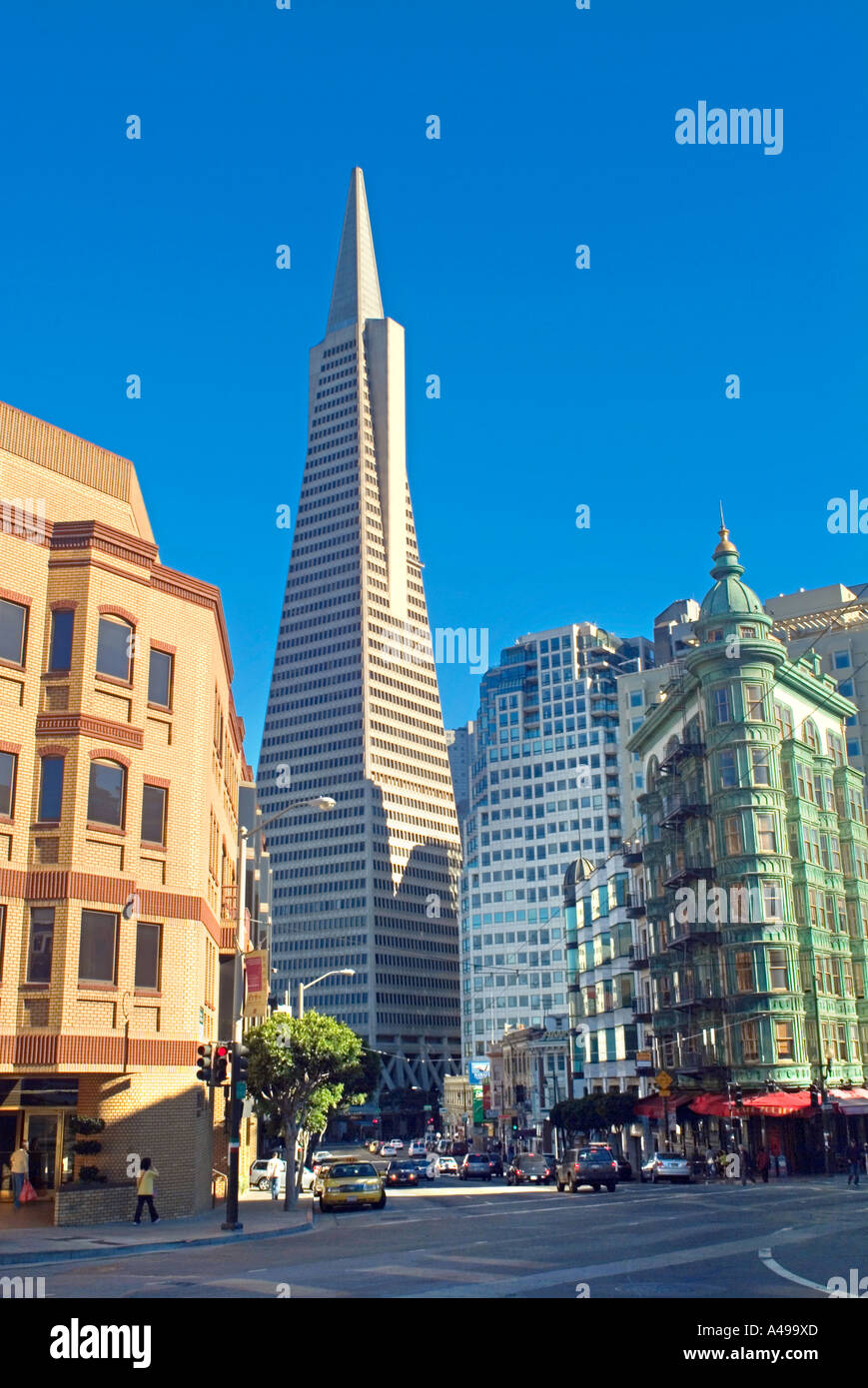 Transamerica Building Sentinel Building Columbus Tower Columbus and Kearny Sts San Francisco California USA Stock Photo