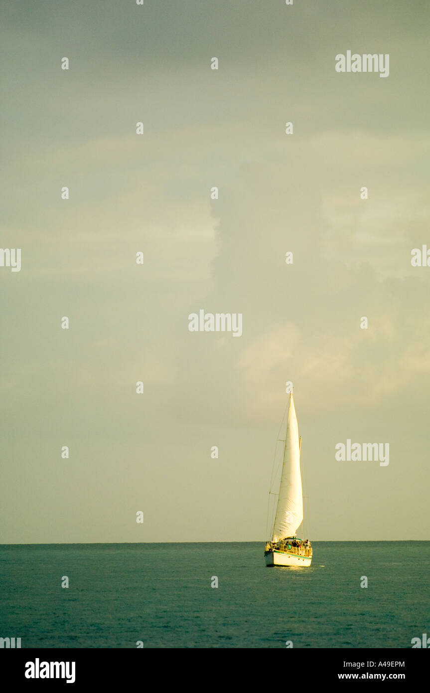 USA Florida Keys Sailboat sailing off the Florida Keys Stock Photo