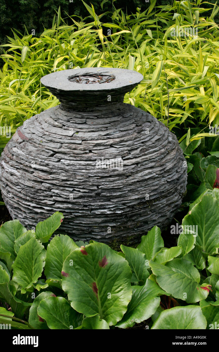 Stone sculpture Threave Garden near Castle Douglas in Dumfries and