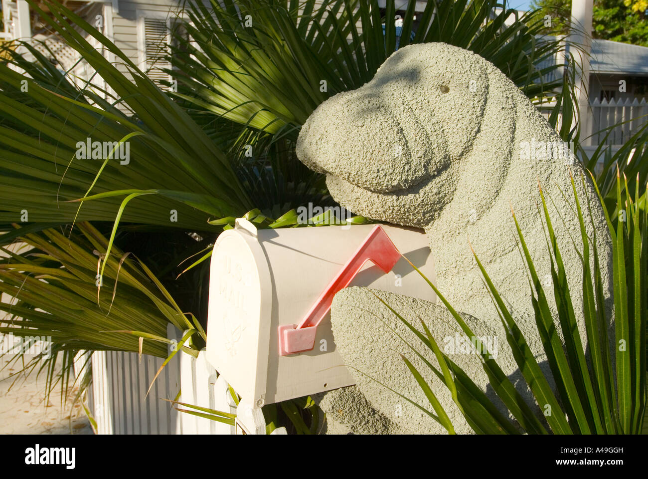 USA Florida Keys Manatee Mail Box in Old Town Key West Stock Photo