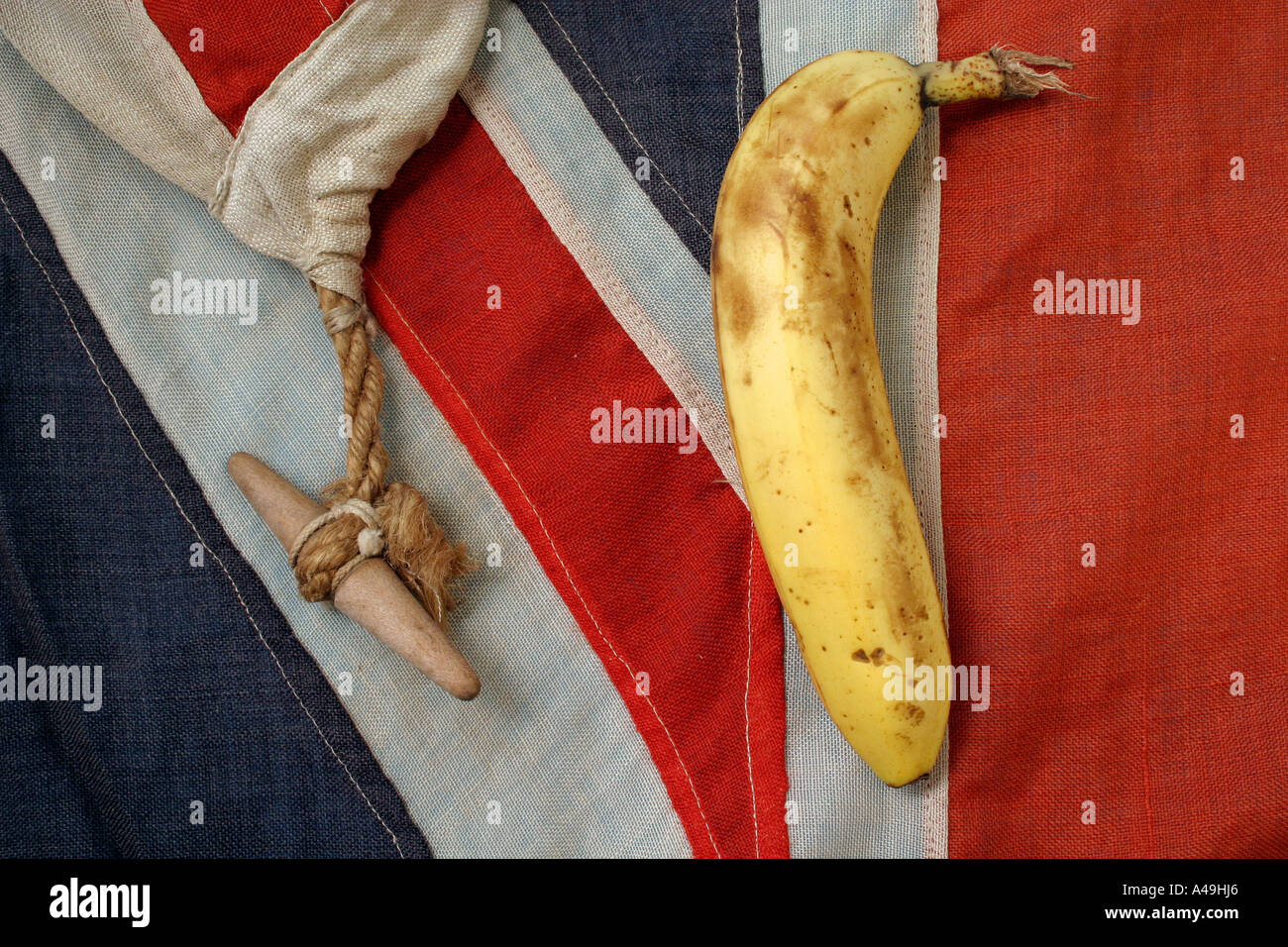 union jack british flag with banana Stock Photo