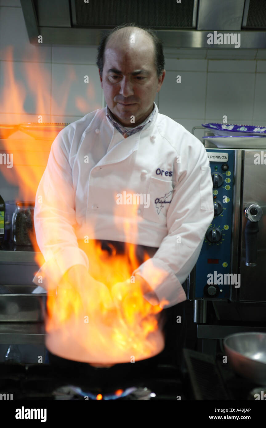 In the kitchen Orestorante restaurant Ponza island Lazio Italy Stock Photo