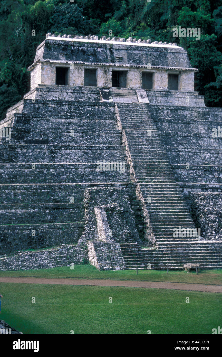 Inscriptions temple Palenque Yucatan Mexico Central America Stock Photo