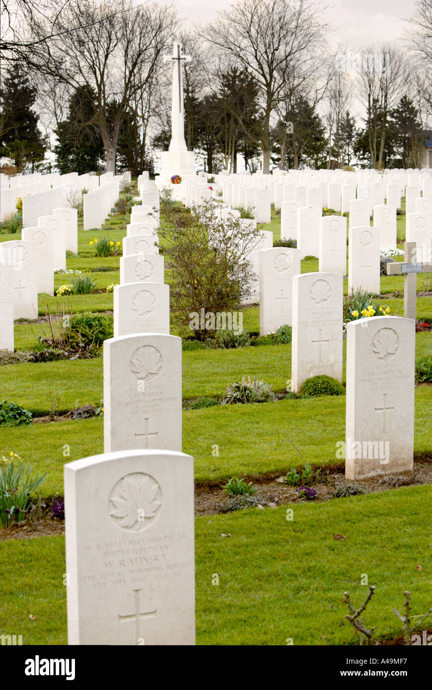 War graves Canadian cemetery at Beny Sur Mer Normandy France Stock Photo