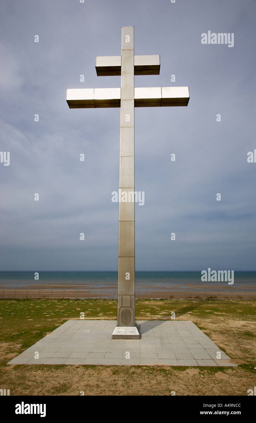 Charles De Gaulle landing monument at D-Day Juno Beach, Courseulles sur mer, Normandy, France, Europe Stock Photo