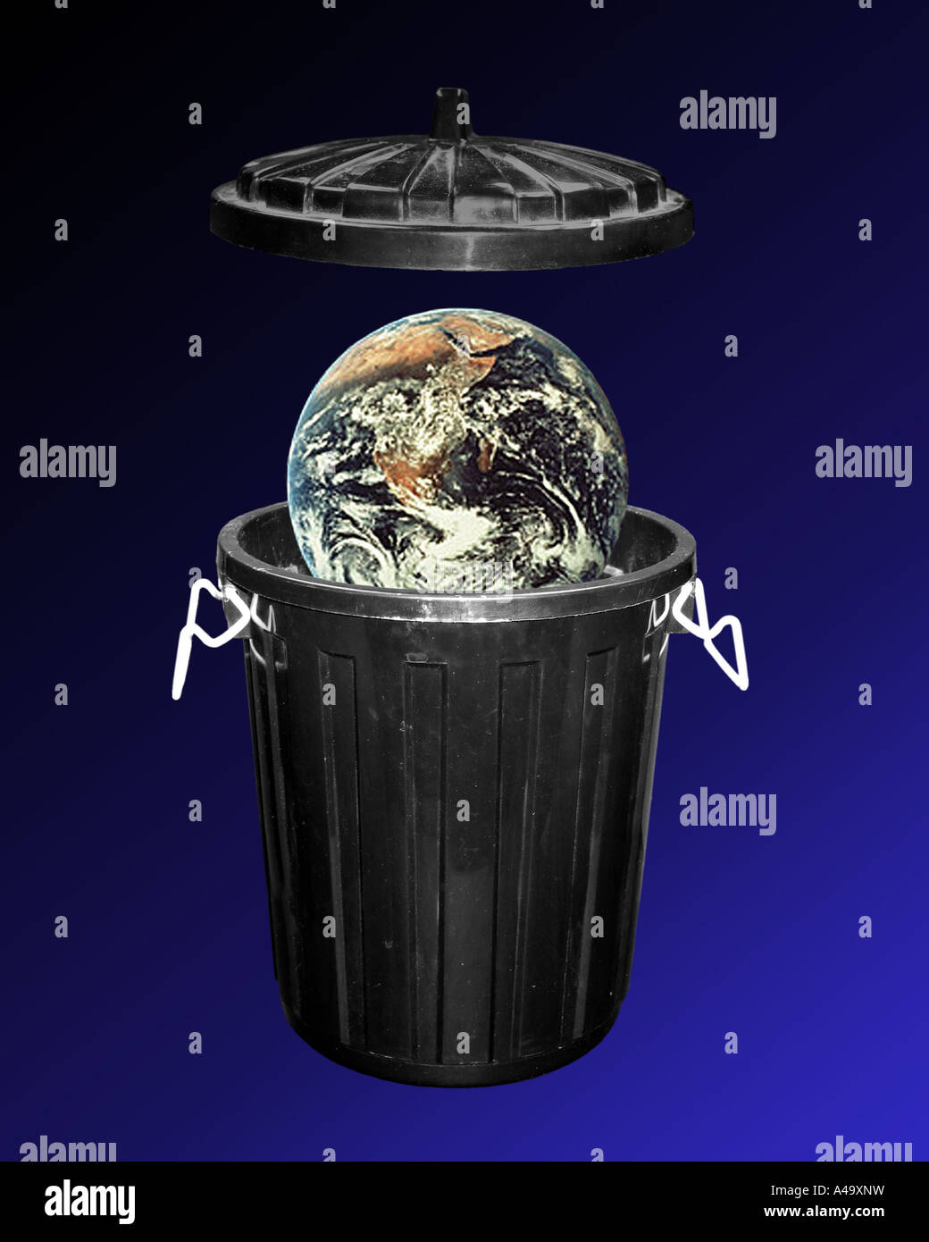earth in a dustbin Stock Photo