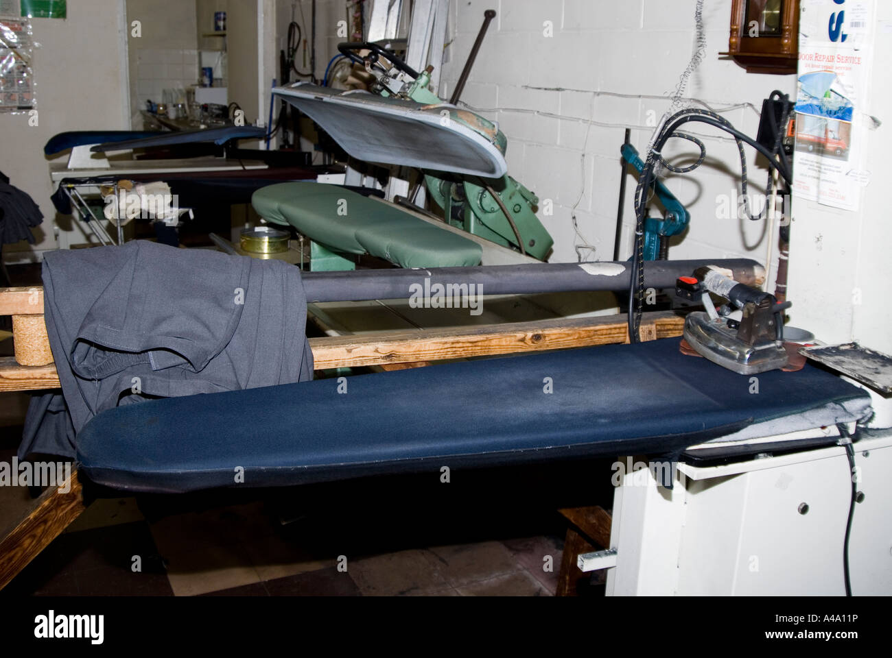 Industrial Ironing board in a school uniform sewing factory Manchester