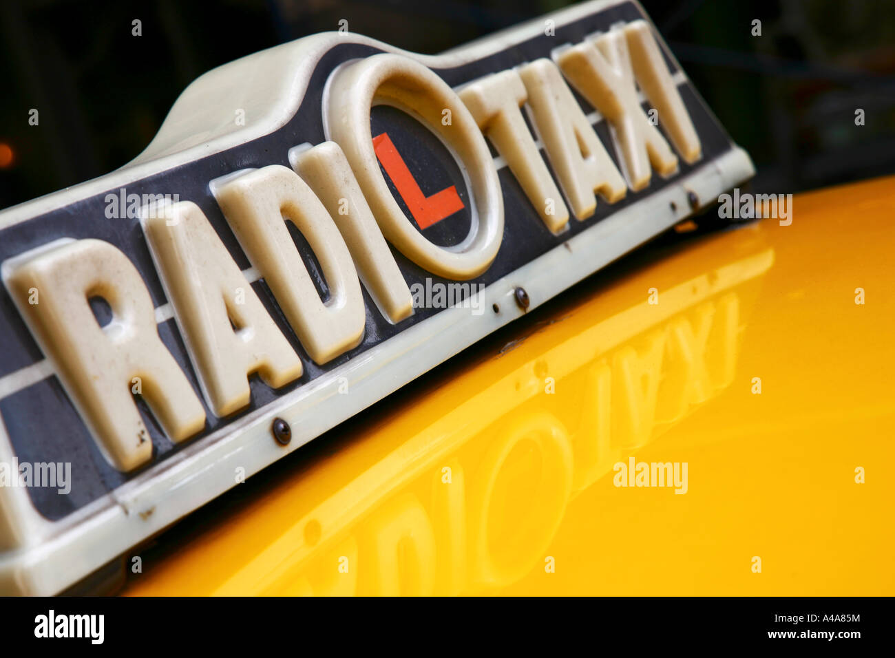 Radio taxi sign on cab Stock Photo