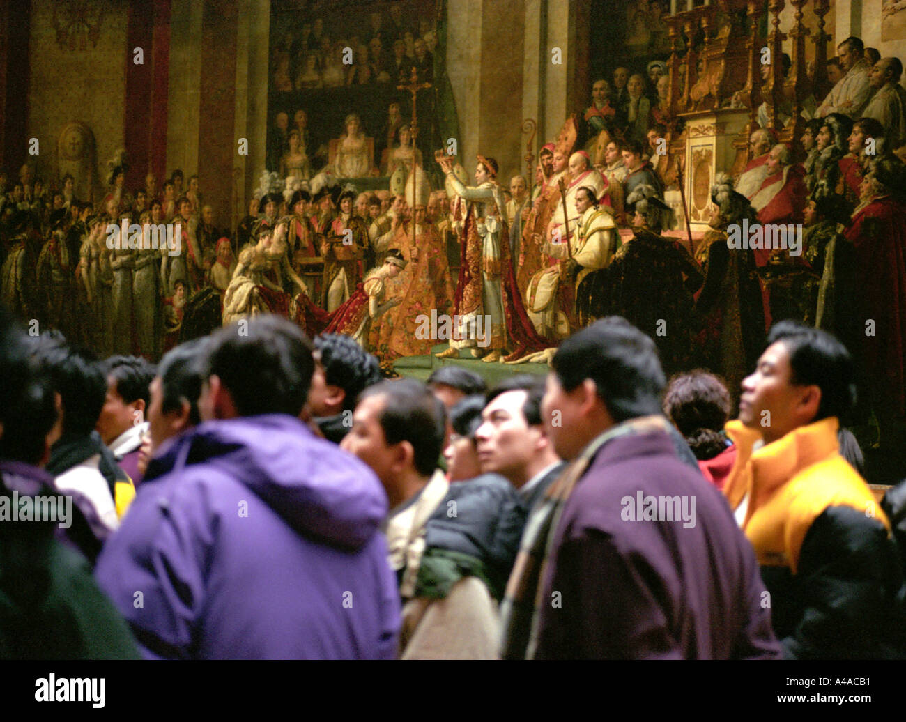 Musee du Louvre Paris interior with Japanese tourists Stock Photo Alamy