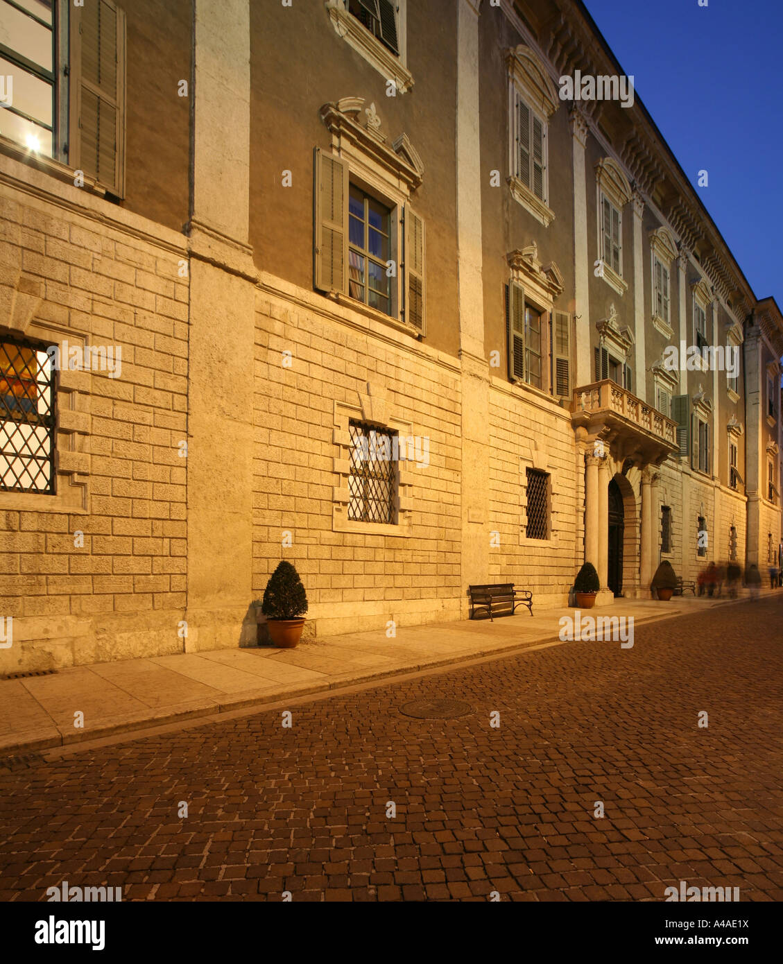 Foreshortening Palazzo Fugger Galasso Manci street Trento Trentino Alto Adige Italy Stock Photo