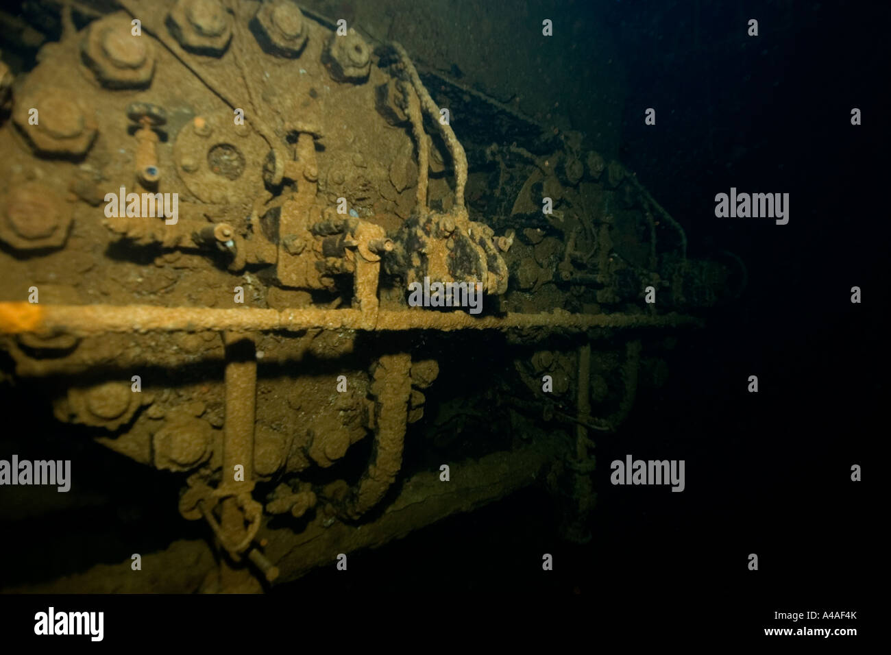 Boiler room Fujikawa Maru Truk lagoon Chuuk Federated States of Micronesia Pacific Stock Photo
