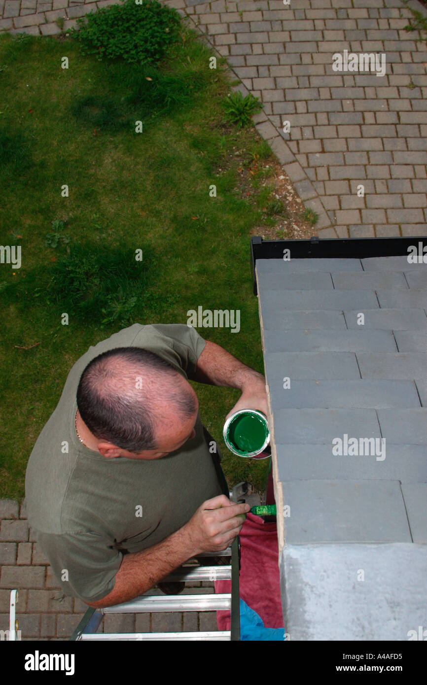 Man painting from ladder hi-res stock photography and images - Alamy