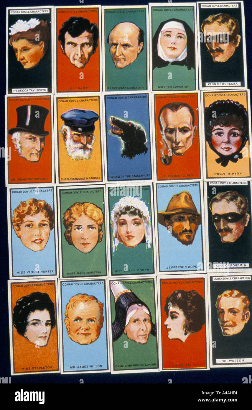 Archive of Sir Arthur Conan Doyle, author a collection of cigarette cards showing characters