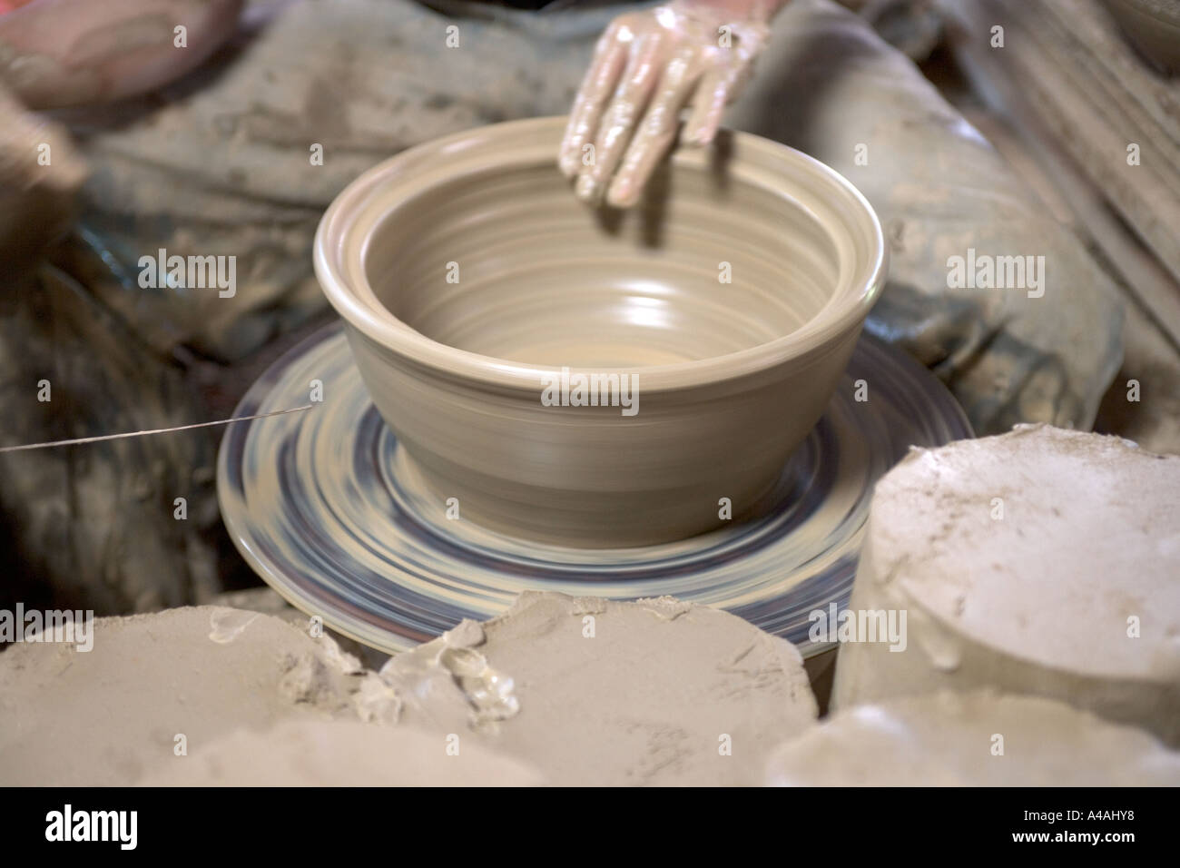 Turning Clay on a Potters Wheel at a Ko Kred Pottery near