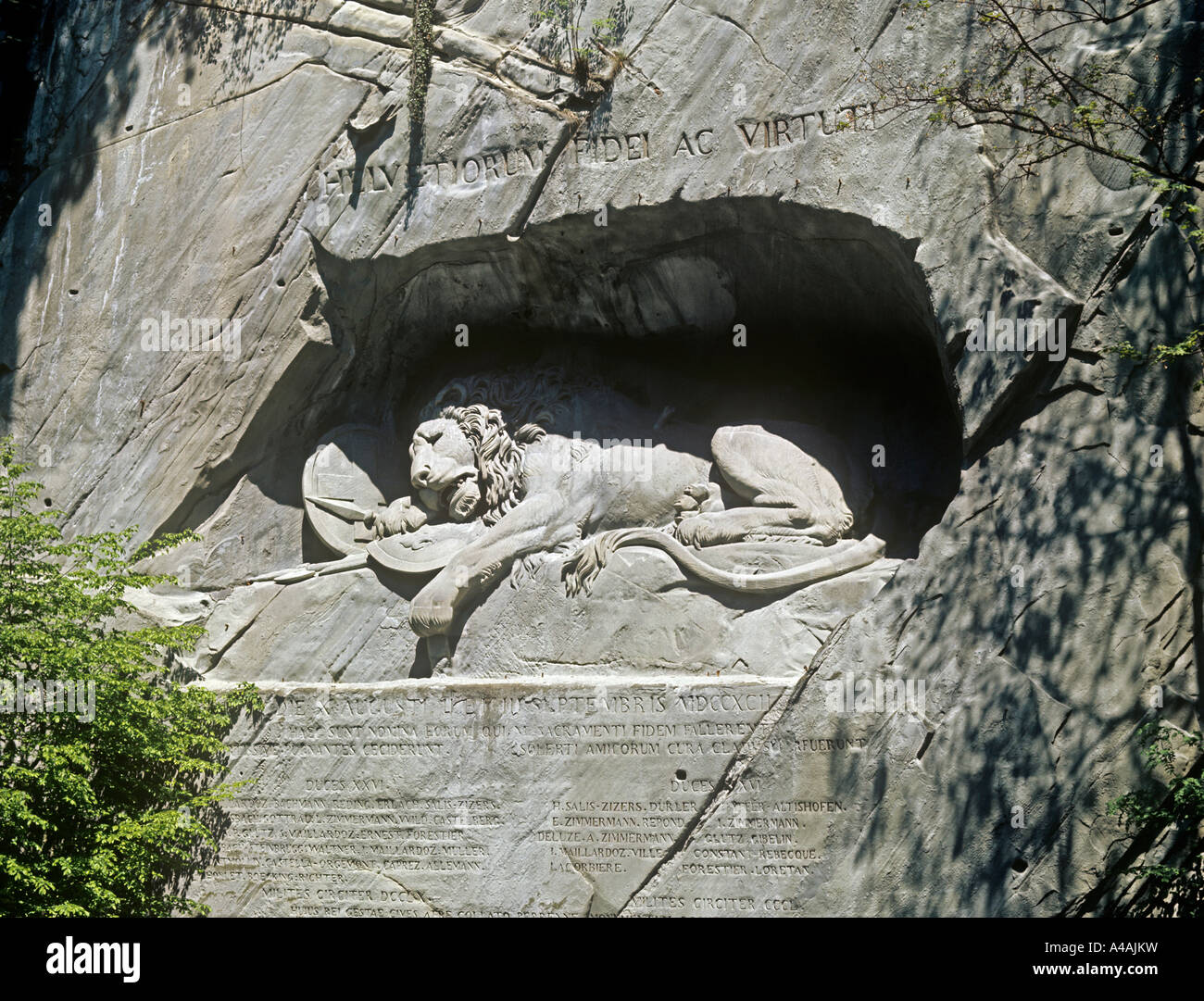 Carving of a dying Lion by Bertel Thorvaldsen Stock Photo