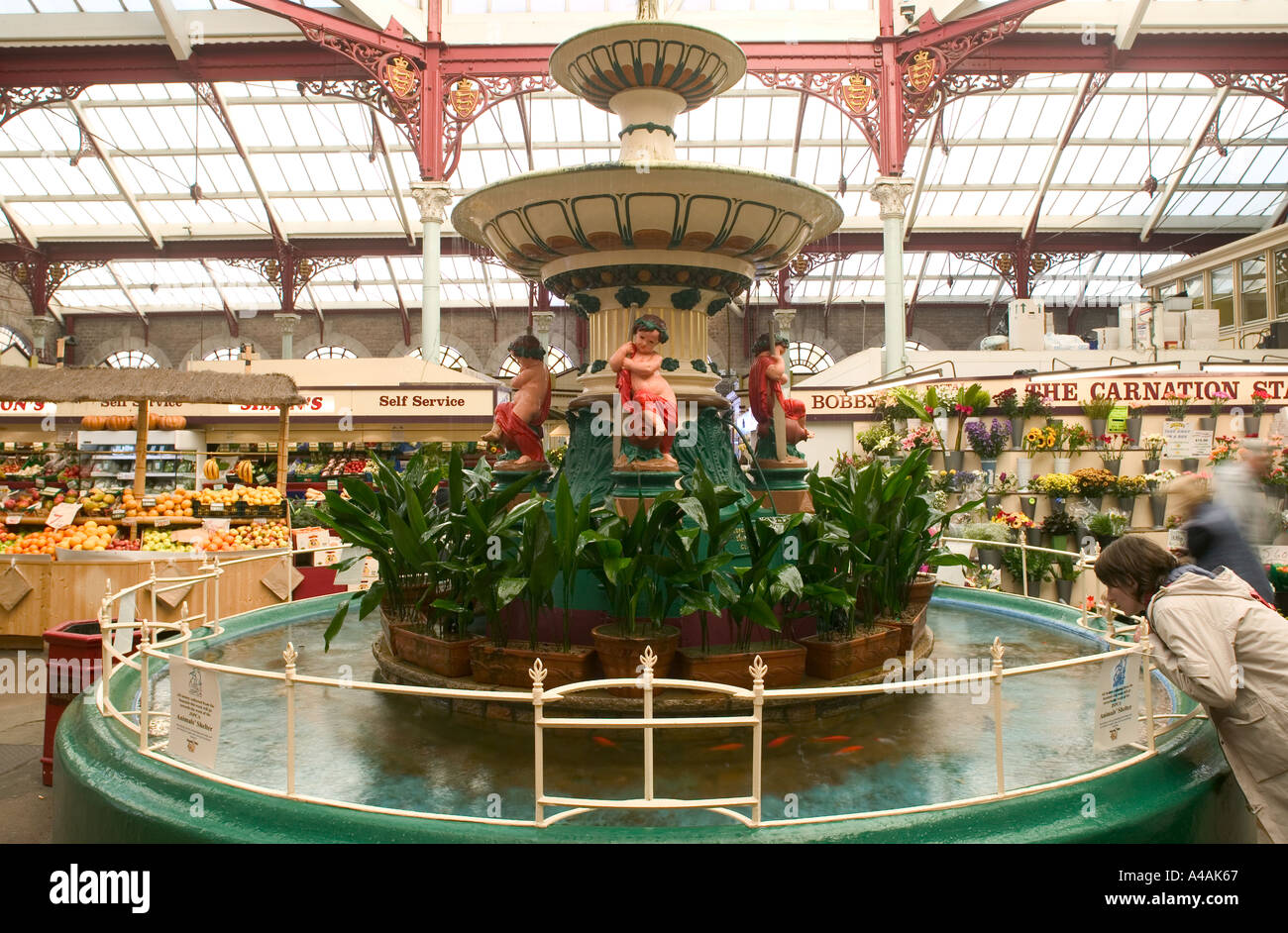 Fountain in St Helier Central Market Jersey Channel Islands Stock Photo Alamy