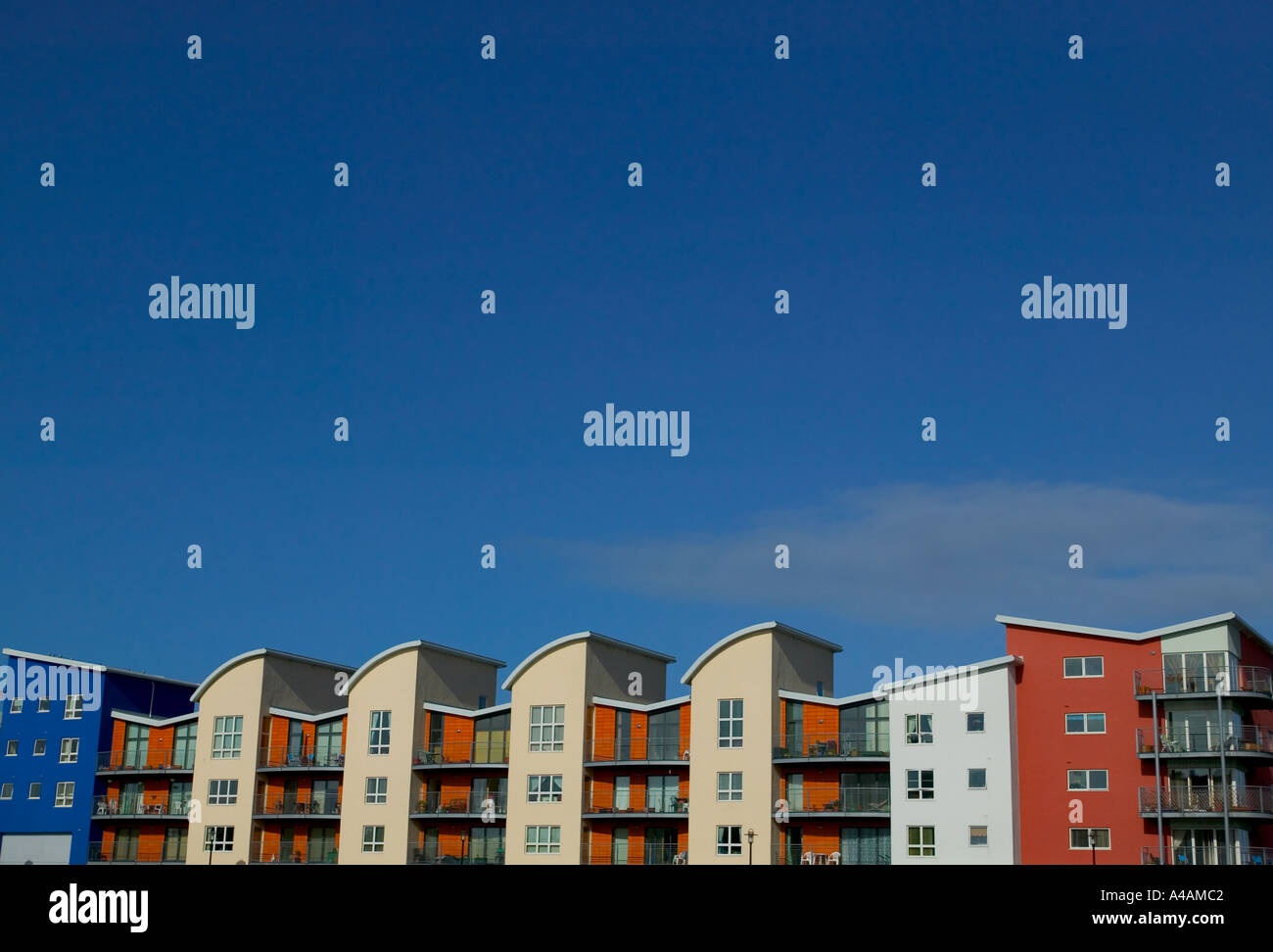 housing estate on Jersey waterfront Jersey Channel Islands Stock Photo