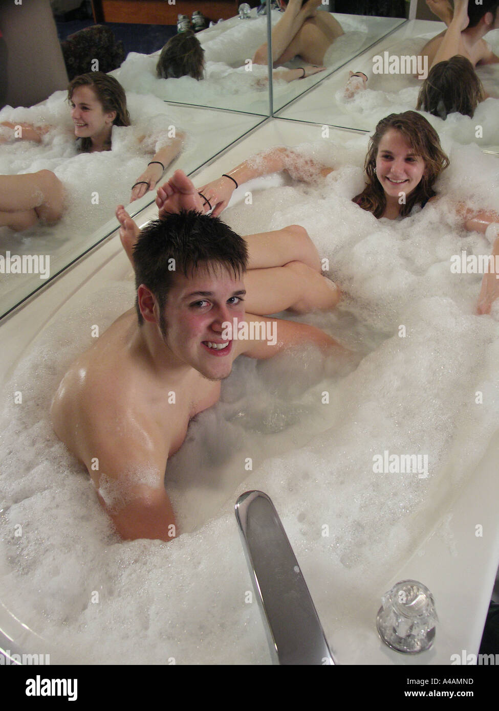 boy girl bathing