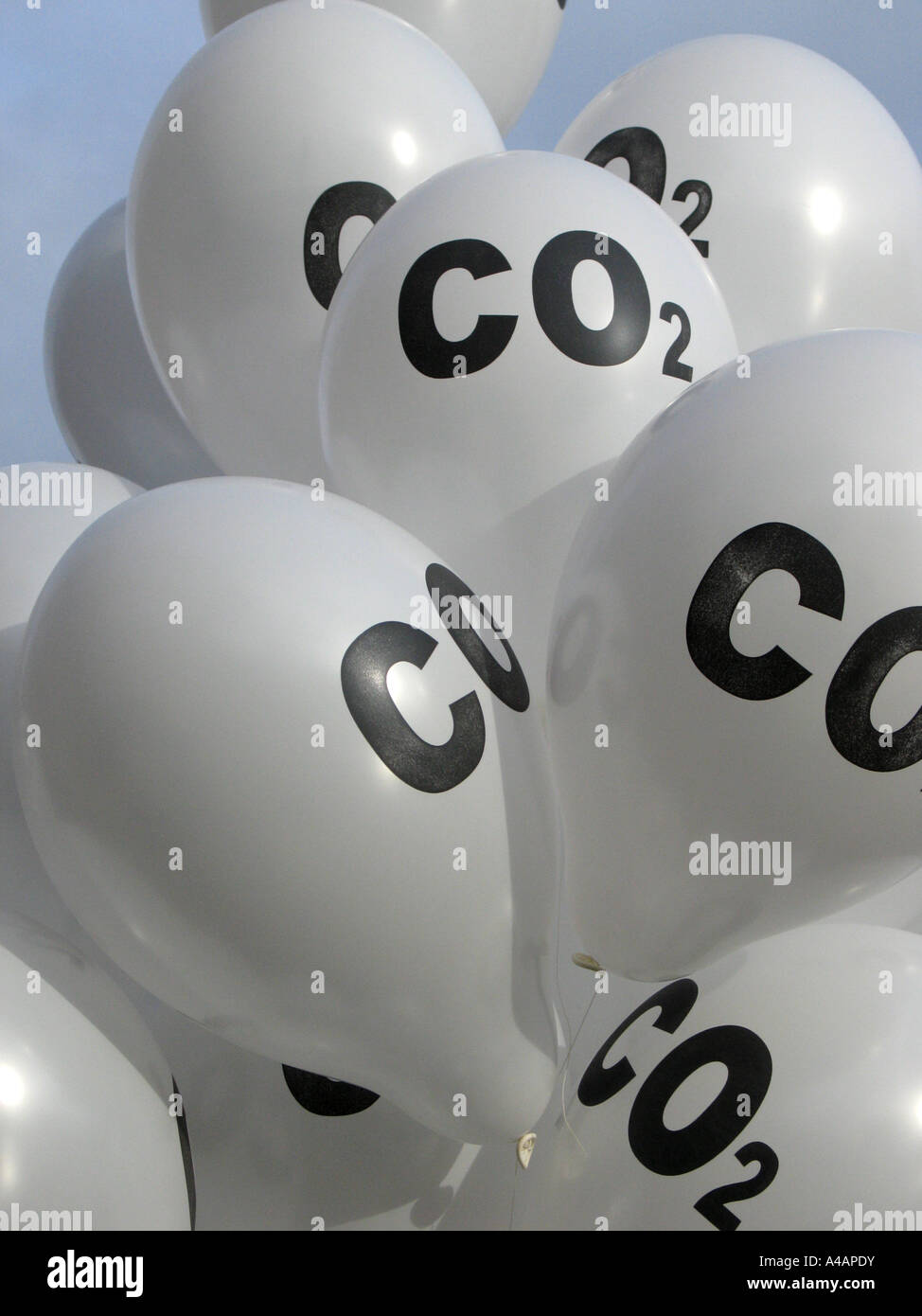 Climate change protest balloons Stock Photo