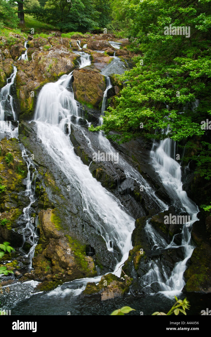 Flowing water at Swallow falls waterfall Betws y Coed North Wales UK GB EU Europe Stock Photo