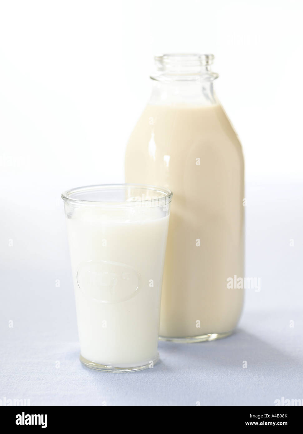 Bottle of Milk and Glass Stock Photo