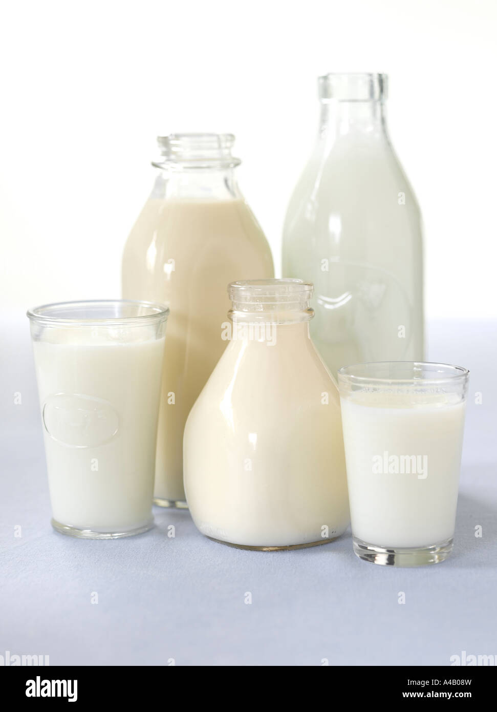 Variety of Milk Types Stock Photo