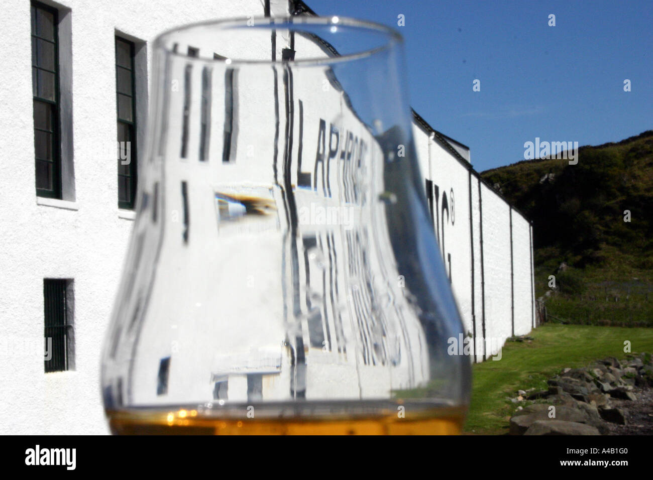 Whisky Distillery through a Whisky Glass Stock Photo Alamy