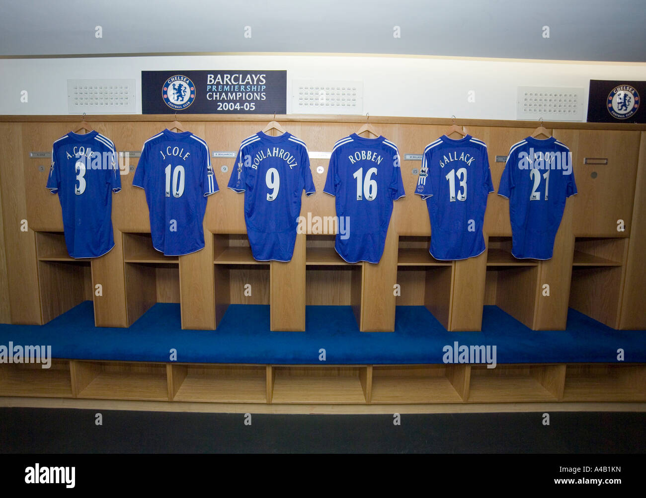 Chelsea football club changing room Stock Photo - Alamy