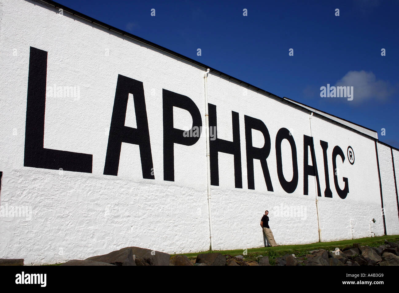 Laphroaig Whisky Distillery on Island of Islay in Scotland Stock Photo