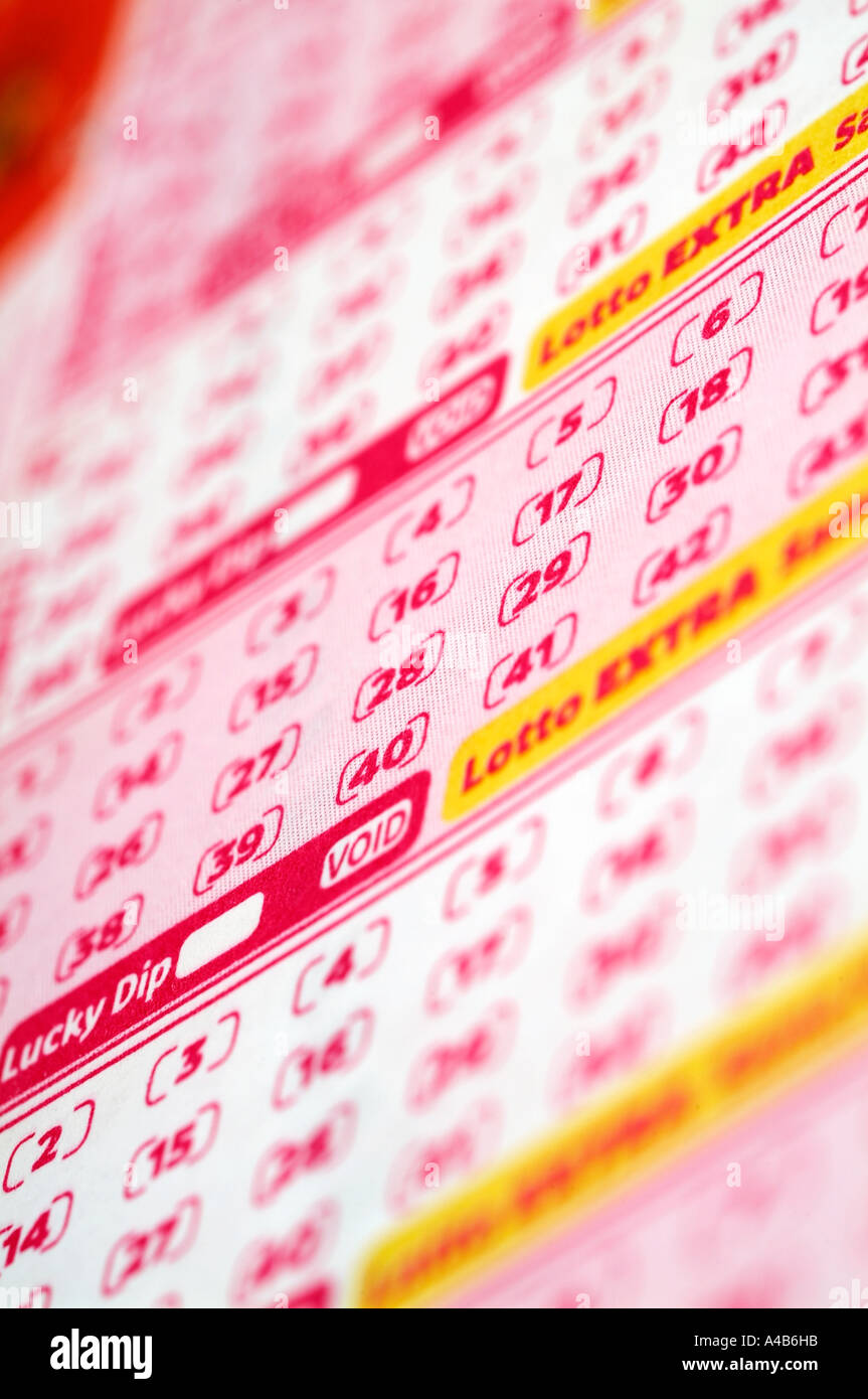 National Lottery play slip Stock Photo Alamy