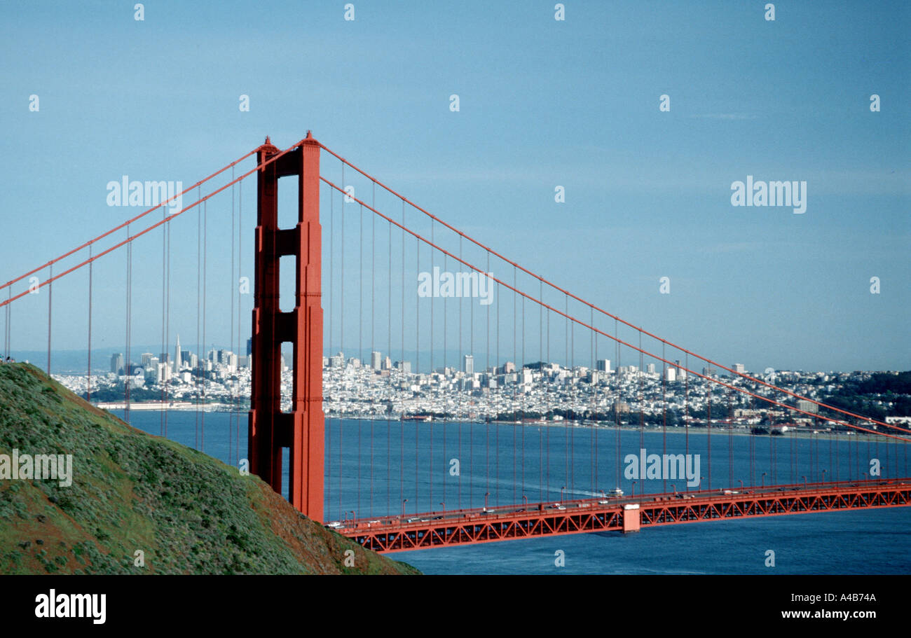 Golden Gate bridge and the city of San Francisco in the the background Stock Photo