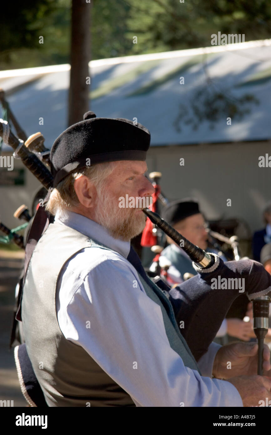 Man playing the bagpipes Stock Photo