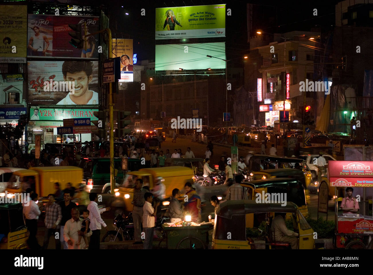 Stock image of traffic congestion at night near Hyderabad Centre ...