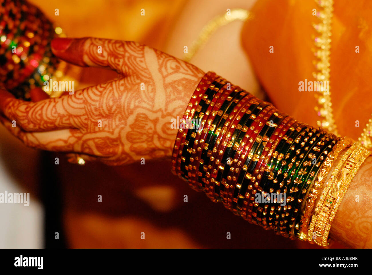 Stock image Hindu wedding henna painting and wedding bangles in ...