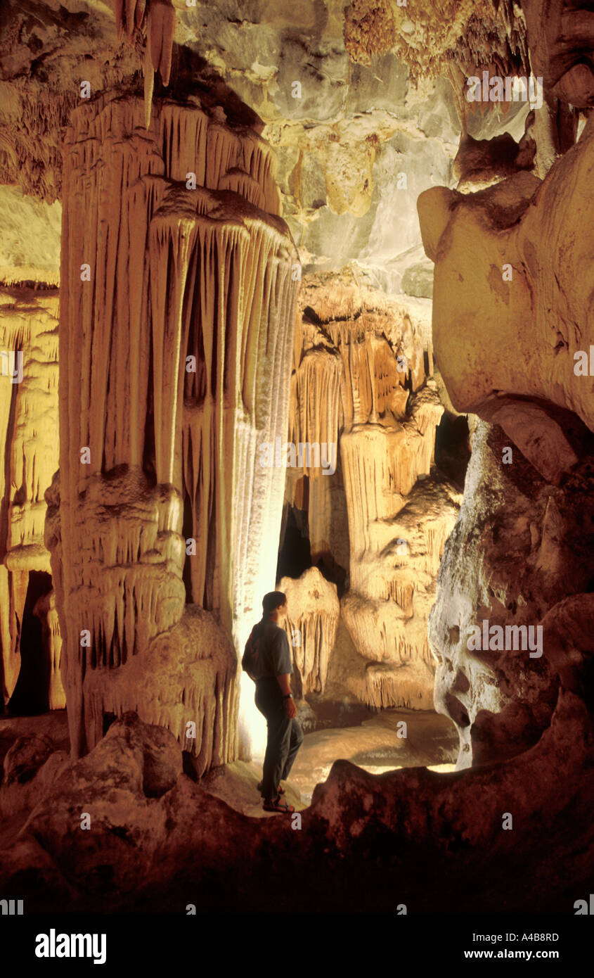 Female tourist in Cango Caves South Africa Stock Photo