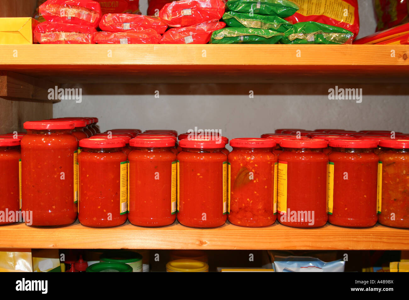 jars of tomato sauce on the shelf in an organic shop Stock Photo Alamy