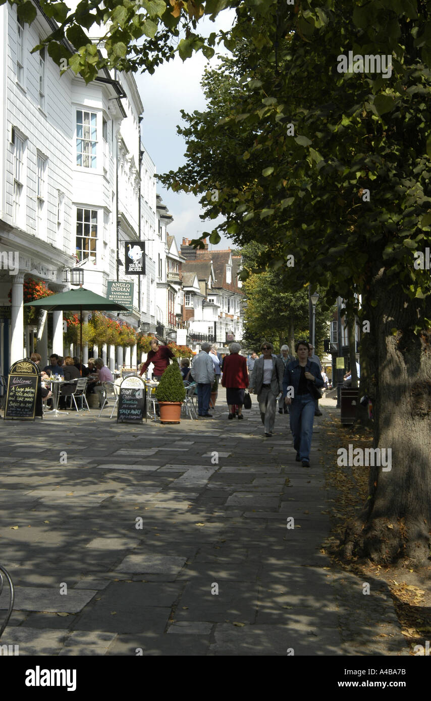 The historic Pantiles in Royal Tunbridge Wells, Kent. Built for visitors to take the waters which were found to cure most ailments being high in iron. Stock Photo