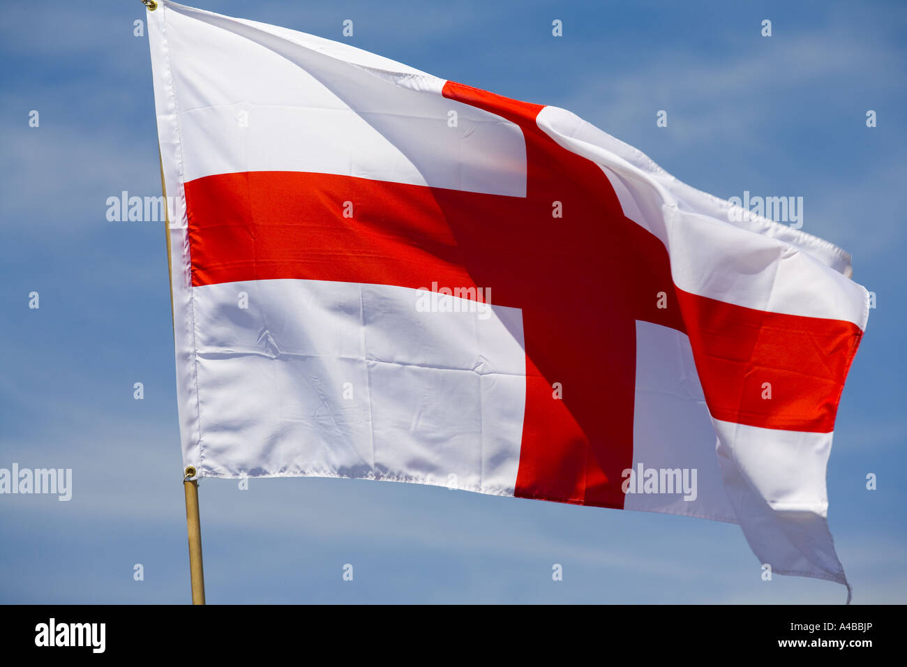 Fluttering Flag of England St Georges Cross Stock Photo