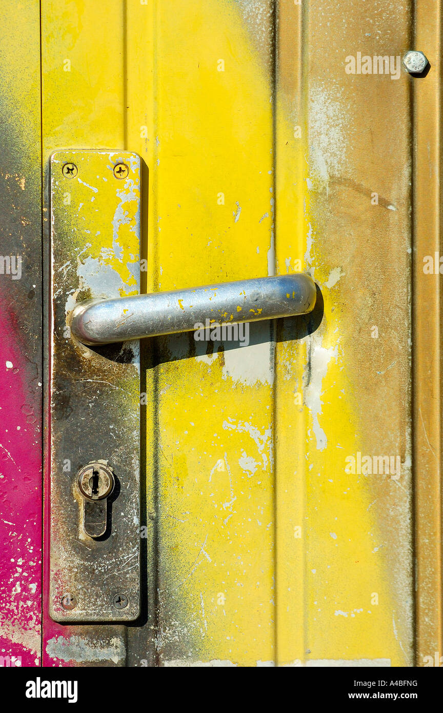 Door Handle Defaced By Spray Painted Graffiti Graffito Detail