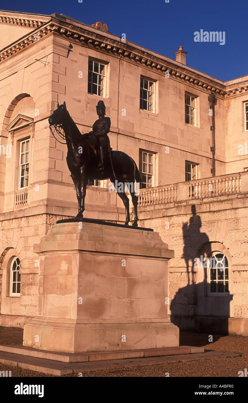 Equine statue and shadow of Field Marshal Viscount Wolseley (1833 - 1913), Horse Guards Parade, Westminster, London Stock Photo
