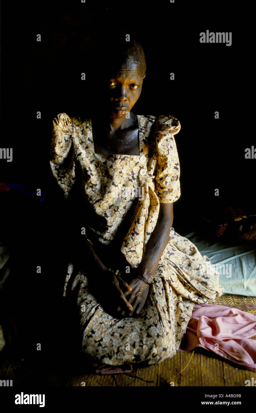 A sick and dying victim of HIV AIDS in a village in Rakai Province ...