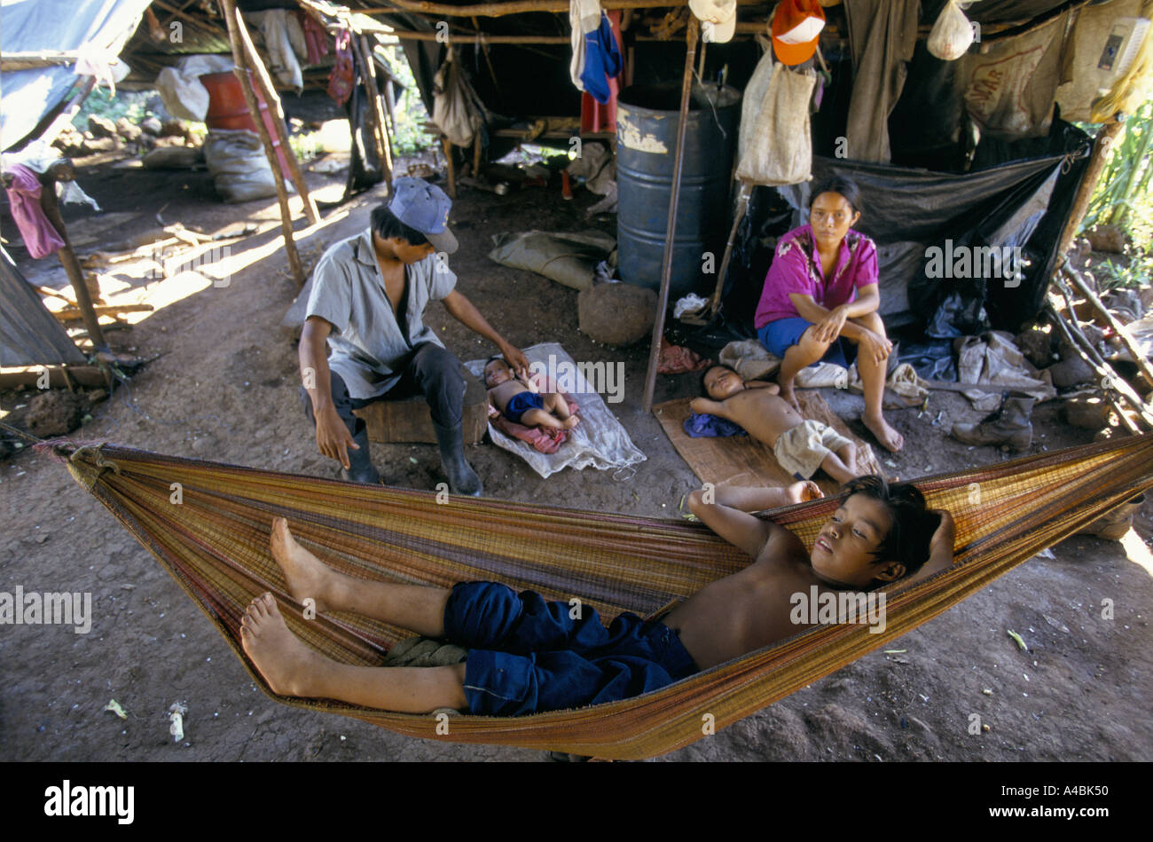 Nicaragua elections 1996; families displaced after attacks by groups of demobbed contras. Stock Photo