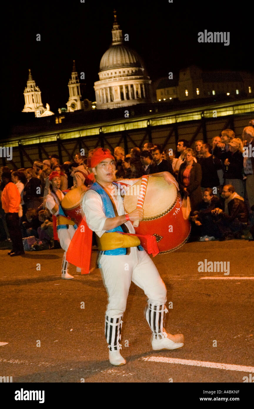 Taiko drummers from Okinawa Thames Festival London Stock Photo