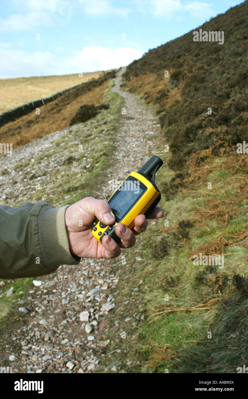 Generic shot of GPS handheld navigation system in the hand of a walker Stock Photo