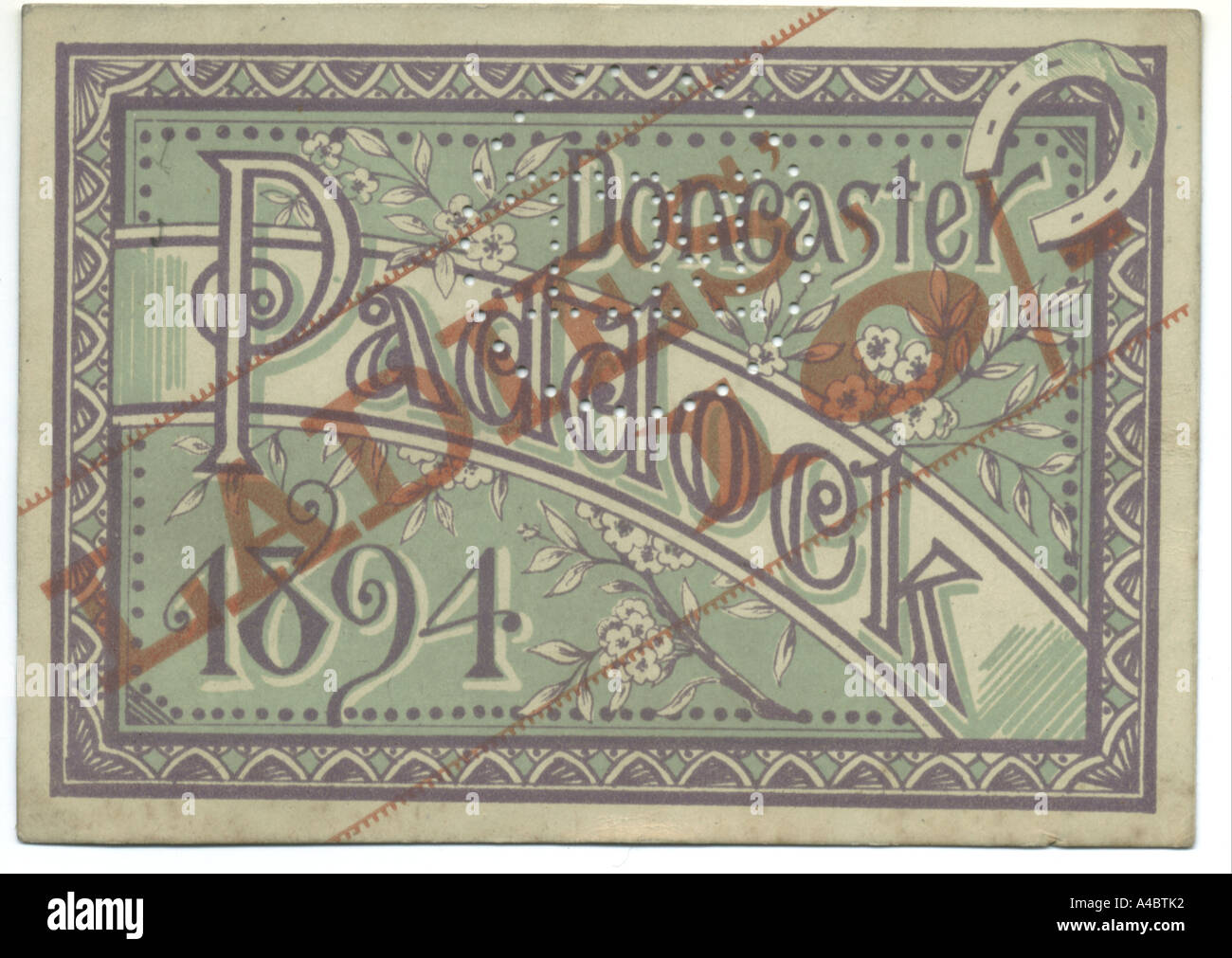 Ladies Paddock ticket for Doncaster Races 1894 Stock Photo