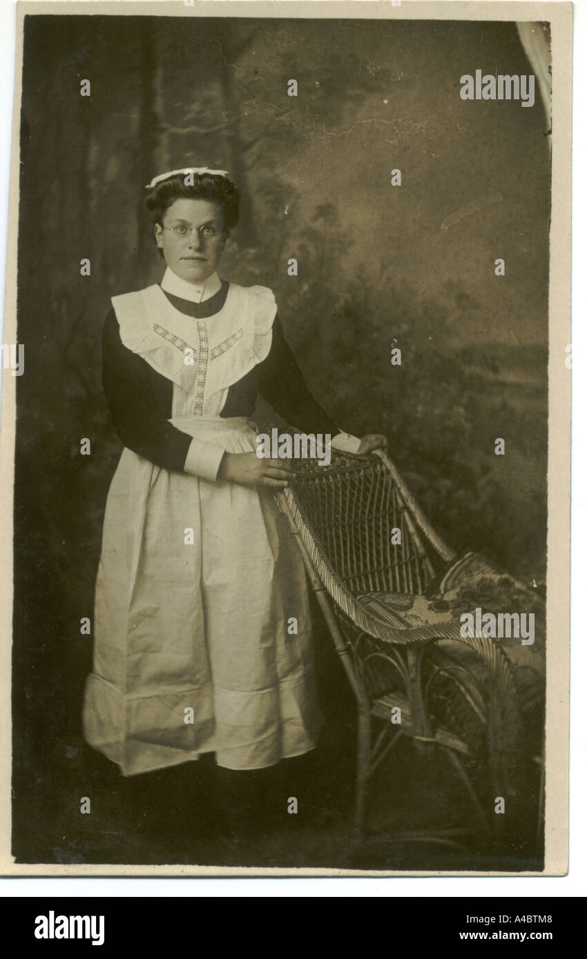 Housemaid circa 1910 Stock Photo