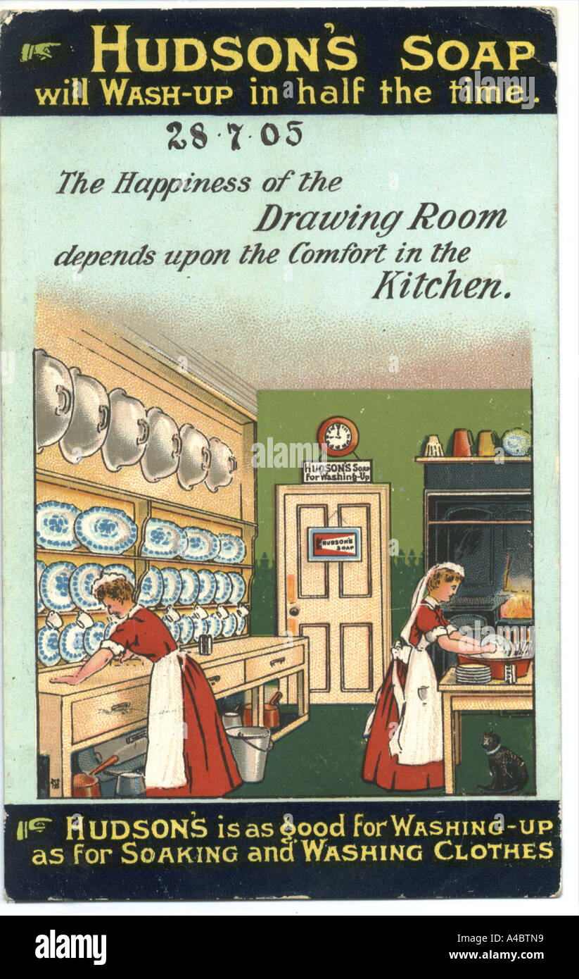 Hudson's Soap advertising postcard circa 1903 Stock Photo