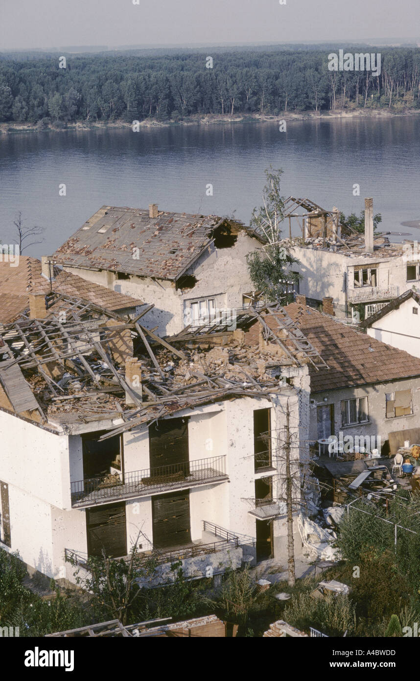 Vukovar, Croatia, under Serb control,  Feb 1992; The remains of a school, totally destroyed by Serb artillery fire Stock Photo